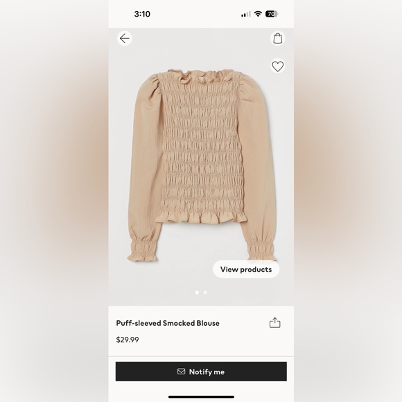H&M shirred beige blouse - Picture 1 of 4